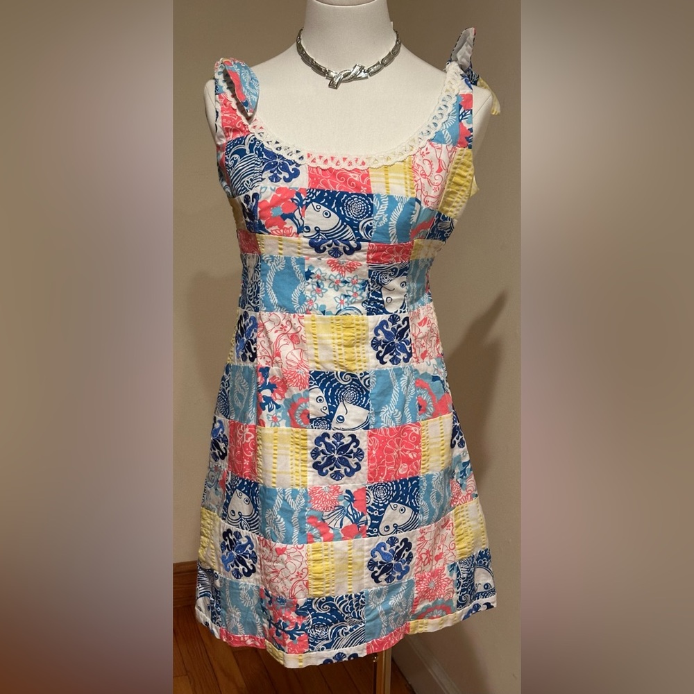 LILLY PULITZER Vibrant Colors Patchwork Mini Dress Sz 0.